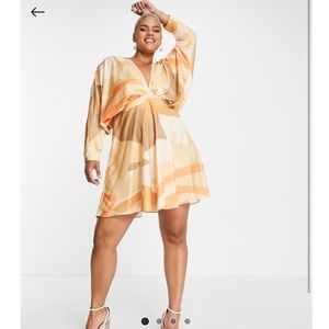 ASOS DESIGN Curve batwing satin mini dress